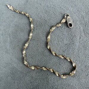Sterling Silver Twisted Herringbone Chain Bracelet Italy 925
